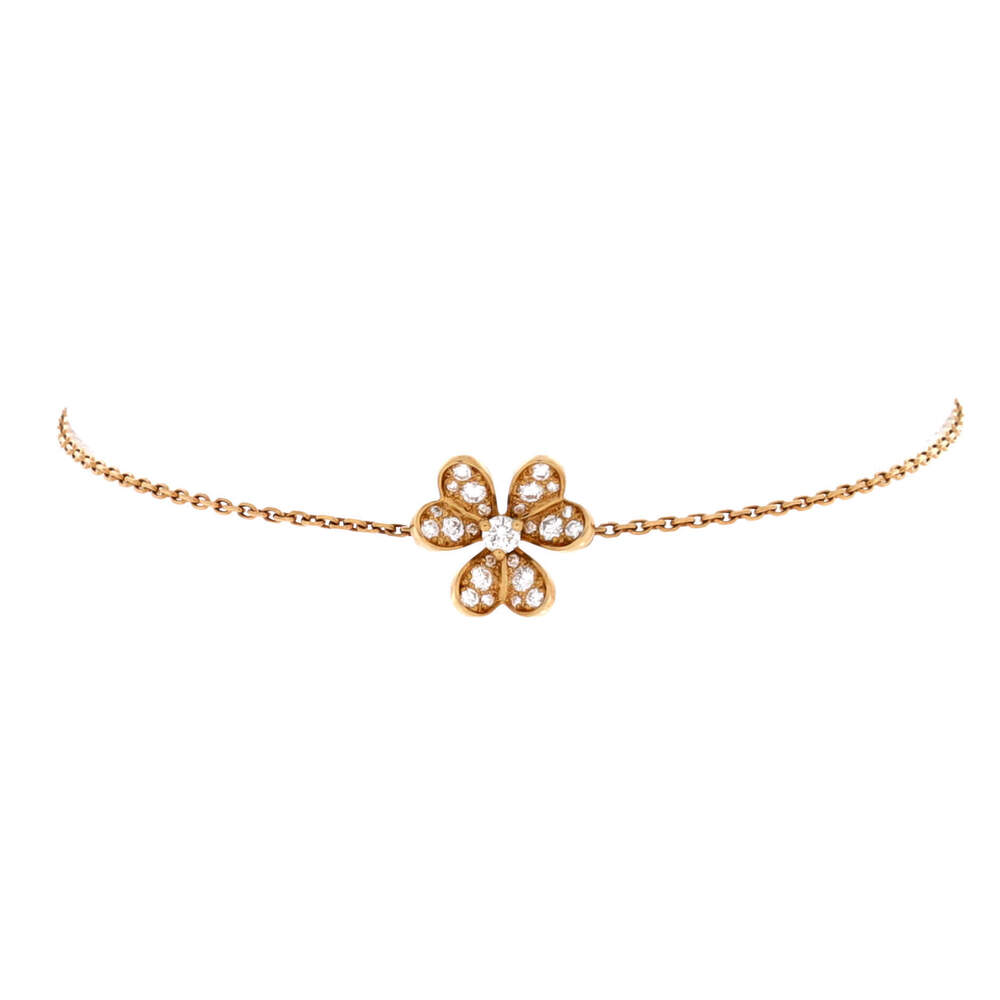 Van Cleef & Arpels Mini Frivole Bracelet 18K Yellow Gold and Pave Diamonds